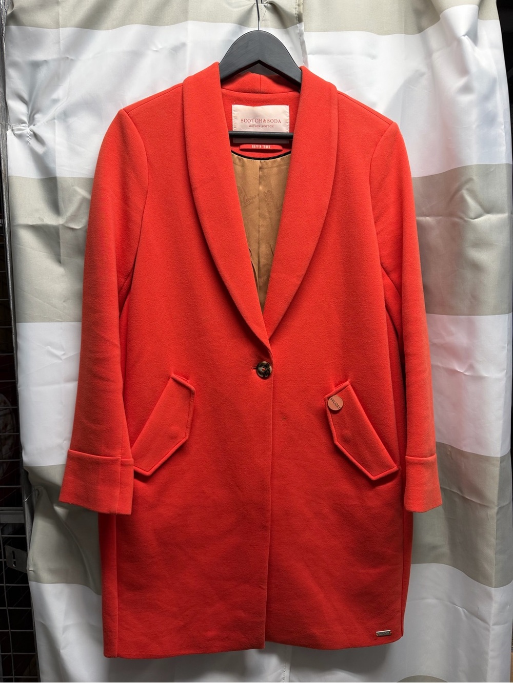 Scotch & Soda Women's Orange Single-Button Coat
